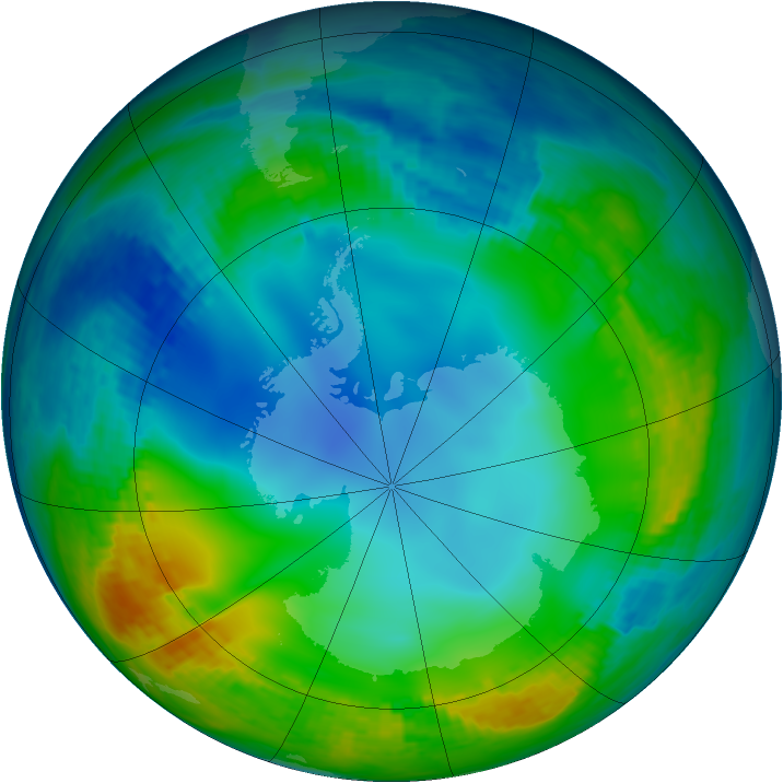 Antarctic ozone map for 02 June 2001